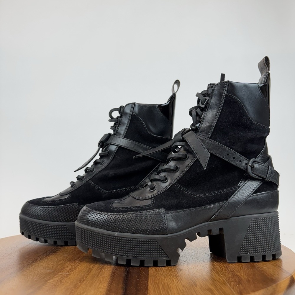Womens Louis Vuitton Laureate Platform Desert Black Suede Combat Boots Size 36.5 - Picture 2 of 8